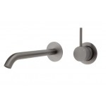 Kaya Up Wall Basin/Bath Mixer Set, Gun Metal, Round Plates, 200mm Outlet